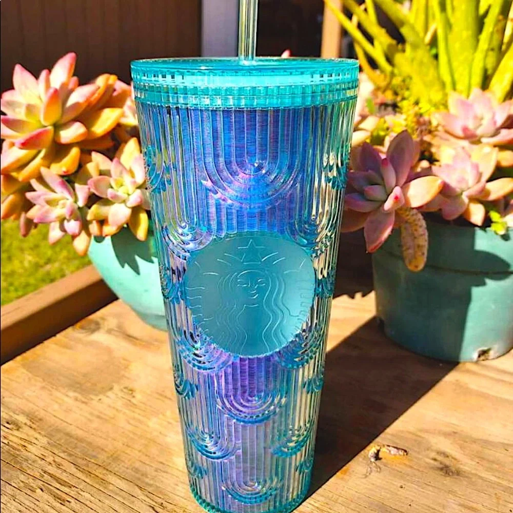 💎🧜♀️Starbucks 2022 Teal Mermaid Scale Iridescent Venti Tumbler cold cup💎 - Picture 3 of 6